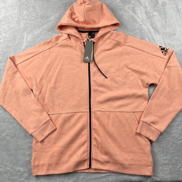 adidas Other - Adidas Hoodie Mens XL Peachy Pink Cotton Blend ID Stadium Full Zip EB7606